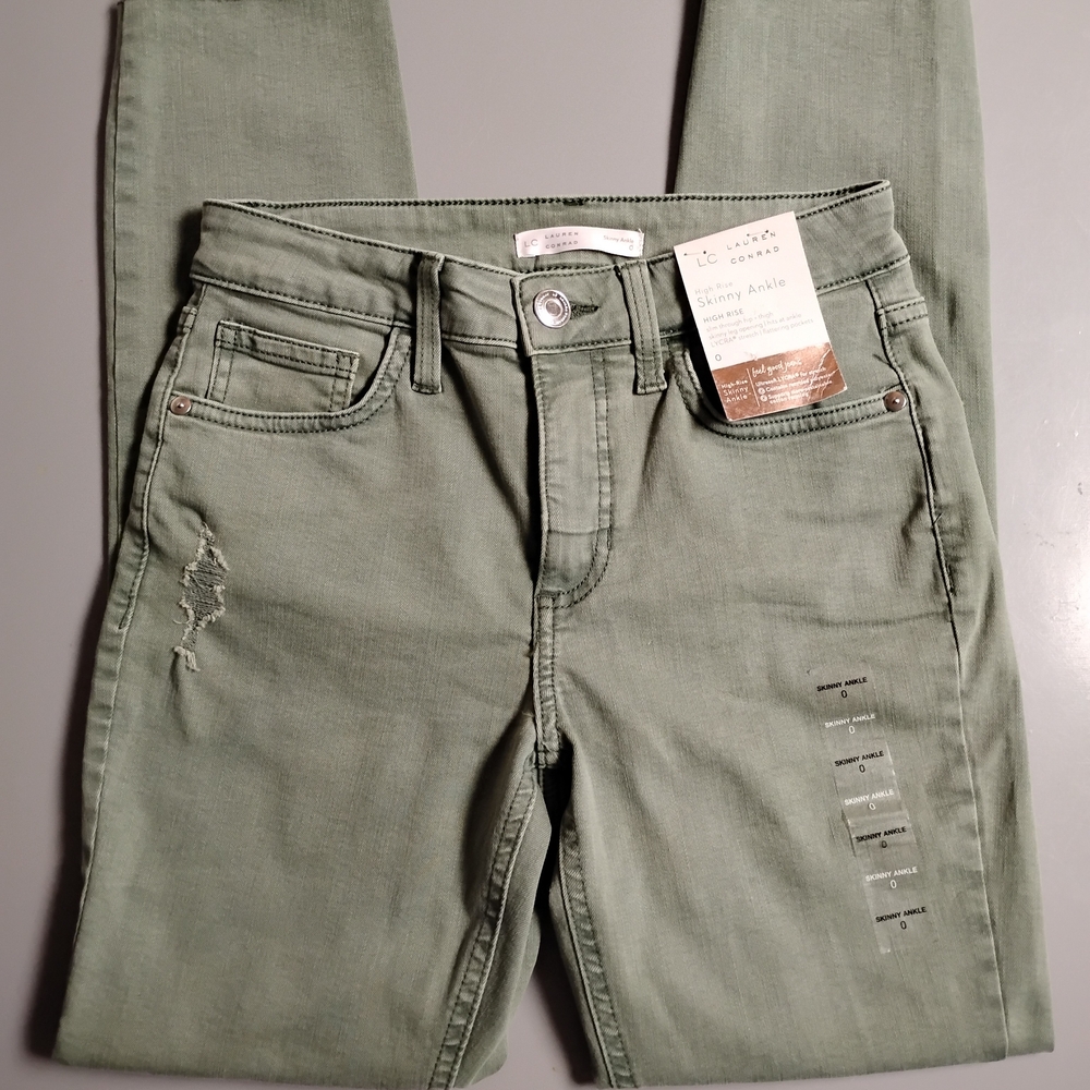 LC Lauren Conrad Olive Green Skinny Ankle Jeans